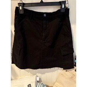 Joe's Jeans Black Cargo‎ Mini Skirt Raw Hem Utility Pockets